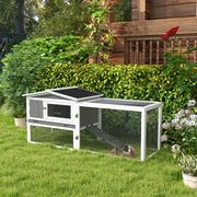 Outdoor Wooden Rabbit Hutch With Run and Sliding Tray Ideal for Guinea Pigs and Bunnies Grey