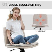 Armless Swivel Office Chair with Wheels and Criss Cross Back for Home or Desk Use Beige AOSOM