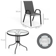 Five Piece Black Steel Patio Set with Glass Top Table by Outsunny