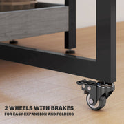 Grey Industrial Folding Dining Table with Drop Leaf and Storage Shelves for Small Spaces