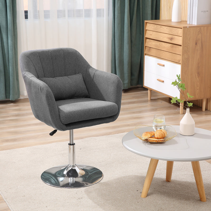 Swivel Accent Chair with Adjustable Height and Lumbar Support for Home Office, Dark Grey