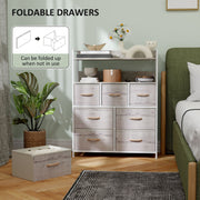 Rustic Wooden Chest of 7 Fabric Drawers with Natural Finish by HOMCOM