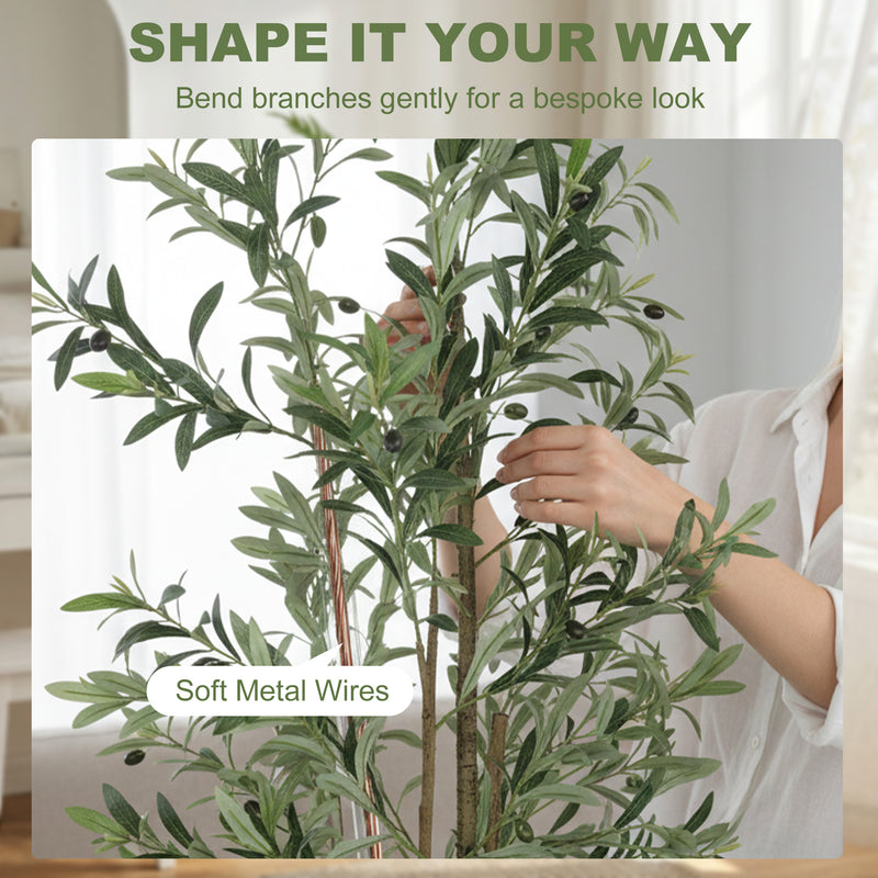 Artificial Olive Tree for Living Room with Stable Base and Zero Maintenance Green Black