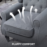 Retro Wingback Accent Chair With Button Tufted Upholstery For Living Room And Bedroom Grey