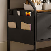 Wooden TV Stand Cabinet With Foldable Drawers And Side Pockets For 55 Inch TVs, Rustic Brown