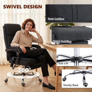 Massage Office Chair with Lumbar Heat and Reclining Backrest for Home Office Support Black AOSOM