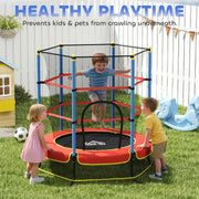Kids Outdoor Trampoline With Safety Net For Ages 3 to 10 Ideal for Garden Play Blue AOSOM