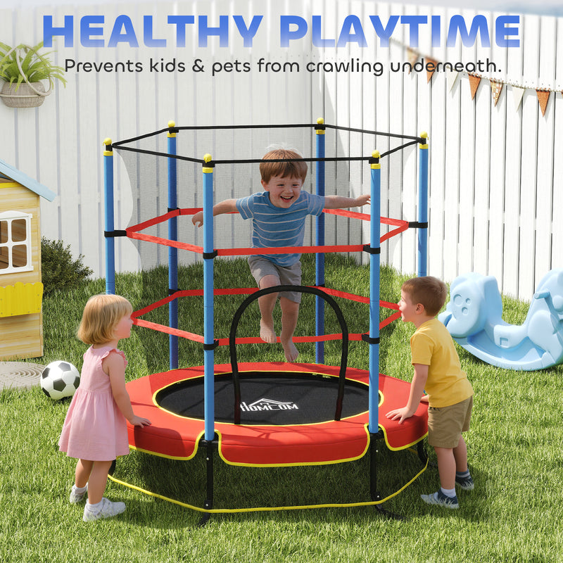 Kids Outdoor Trampoline With Safety Net For Ages 3 to 10 Ideal for Garden Play Blue AOSOM