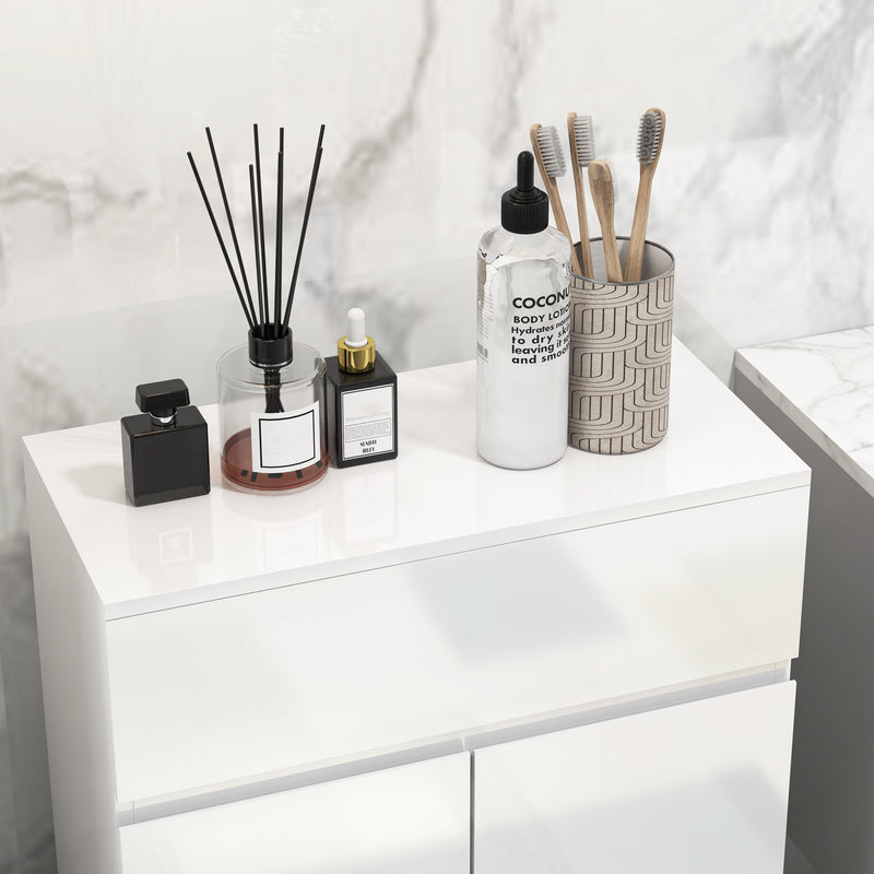 Freestanding Bathroom Storage Cabinet with Adjustable Shelf for Organised Spaces White