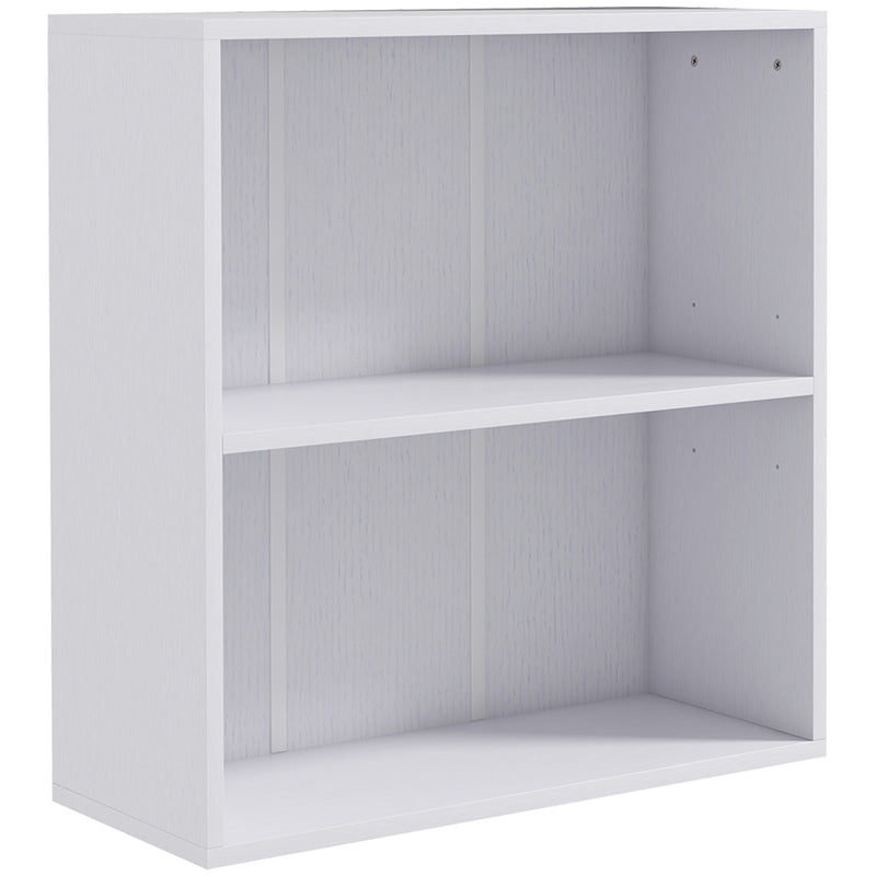 2 Tier Small White Bookcase With Adjustable Shelf For Home Office Or Study Storage
