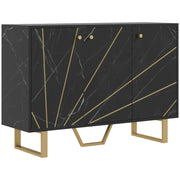 Modern Sideboard Storage Cabinet With Adjustable Shelves For Home Organisation, Black Marble Tone