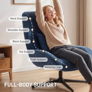 Accent Swivel Chair with High Back and Lumbar Support for Living Room or Bedroom Dark Blue AOSOM