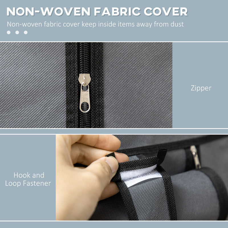 Dark Grey Fabric Wardrobe with Rail and Six Shelves for Storage by HOMCOM