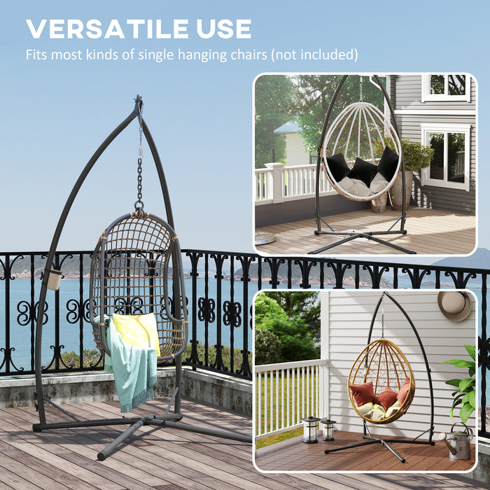 Black Steel Hammock Chair Stand X Shape Base Heavy Duty 150kg Capacity by Outsunny
