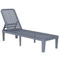 Plastic Sun Lounger with Adjustable Backrest for Comfortable Outdoor Relaxing Dark Grey Outsunny
