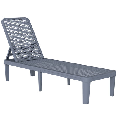 Plastic Sun Lounger with Adjustable Backrest for Comfortable Outdoor Relaxing Dark Grey Outsunny