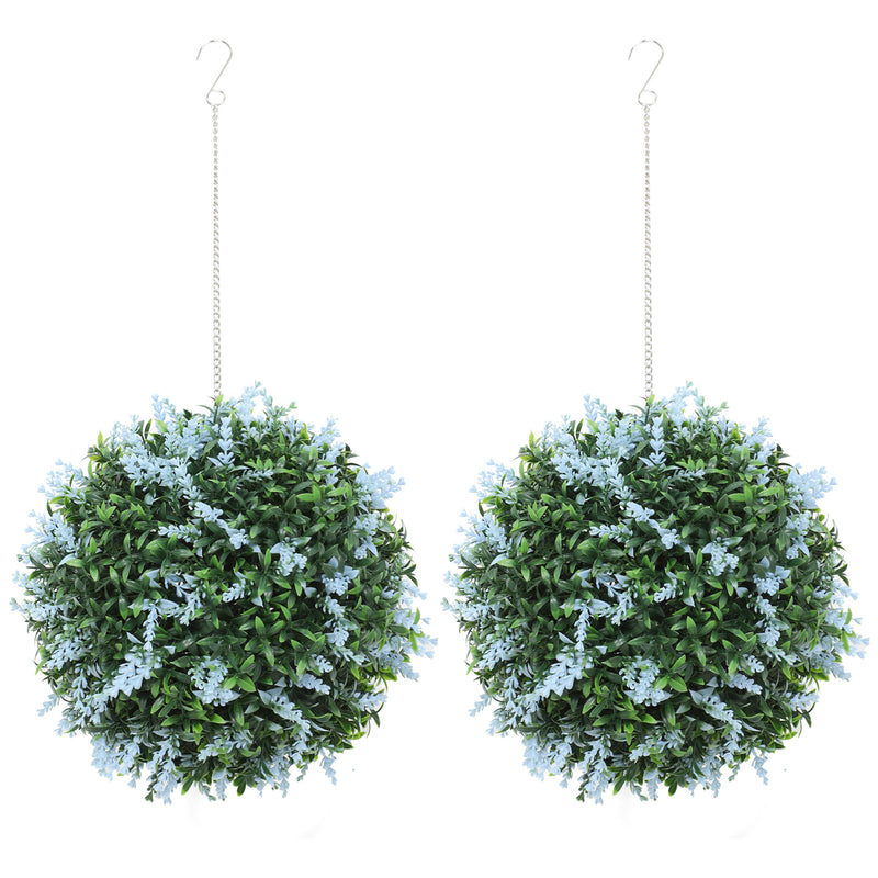 Set of 2 UV Protected Artificial Topiary Balls for Indoor and Outdoor Decor Blue AOSOM