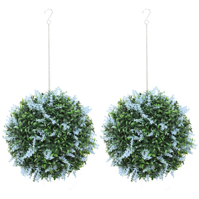 Set of 2 UV Protected Artificial Topiary Balls for Indoor and Outdoor Decor Blue AOSOM