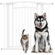 96cm Tall Dog Gate with Door, 7cm and 14cm Extensions, for Stairs, Doorways, 76-104cm by PawHut