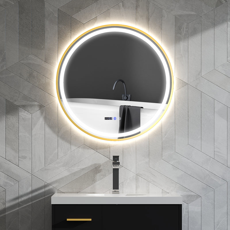 80cm Gold Tone LED Bathroom Mirror With Anti-Fog Function by HOMCOM