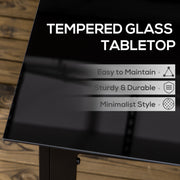 Black 6 Seater Aluminium Rectangular Garden Table with Tempered Glass Top for Patio Dining