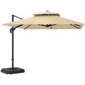 Khaki 2.7m Cantilever Parasol With Aluminium Frame Crank Tilt and Base by Outsunny