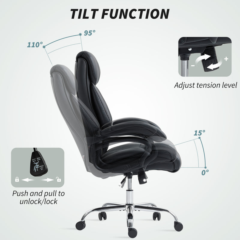 Ergonomic Executive Office Chair with Spring Cushioning for All Day Comfort Black