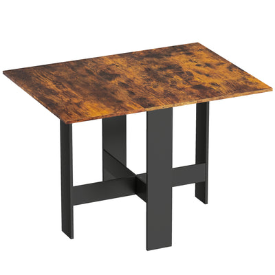 Folding Dining Table for Small Spaces Seats Up to 6 Converts to Desk Rustic Brown Black AOSOM