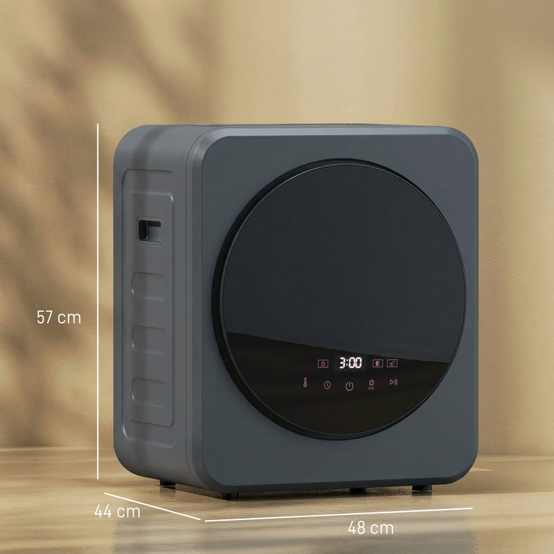 Compact Tumble Dryer for Small Homes with Space Saving Design and Easy Controls Grey AOSOM