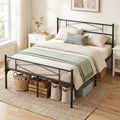 Double Bed Frame with Underbed Storage and Sturdy Steel Support Black