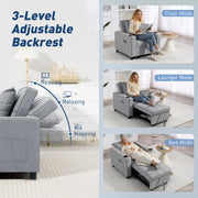 3 in 1 Convertible Single Sofa Chair Bed Ideal for Guest Rooms and Small Spaces Light Grey
