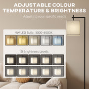 Tall LED Floor Lamp With Remote Control And Adjustable Brightness For Living Room, Black