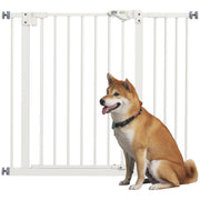 Adjustable Extra Wide Metal Dog Safety Gate for Doorways and Stairs, White
