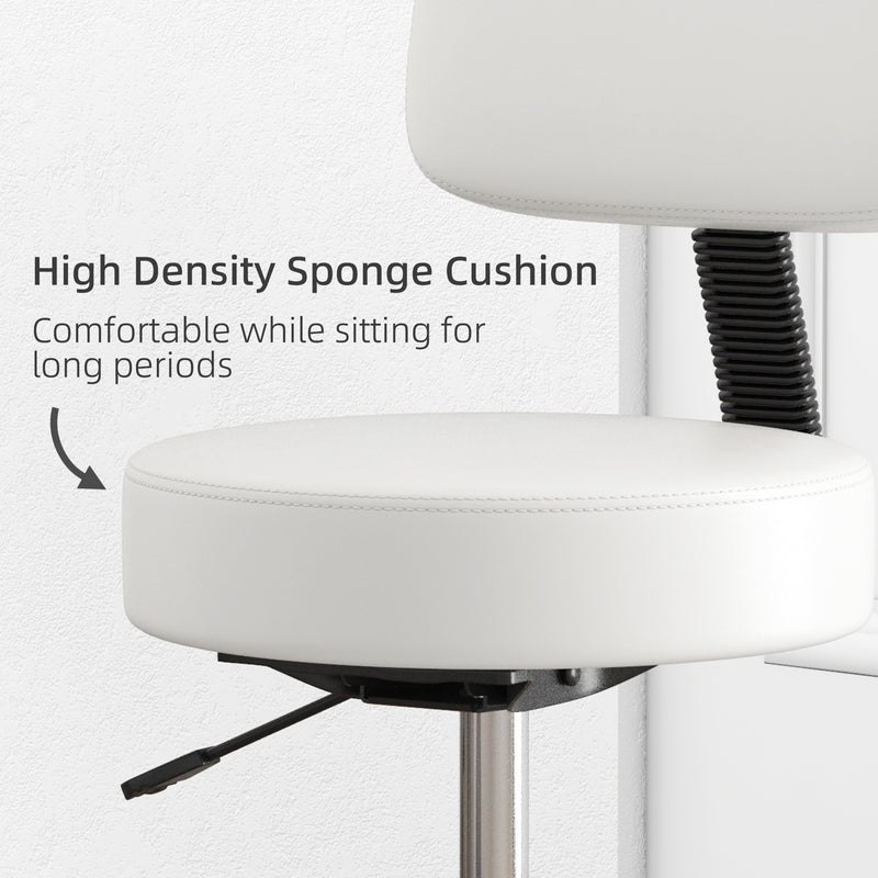 Swivel Salon Chair with Adjustable Height and Cushioned Seat for Hairdressers, White