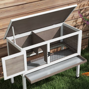 Wooden Guinea Pig Hutch With Slide Out Tray And Open Roof For Small Pets Brown