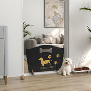 Wooden Dog Gate with Support Feet Easy Setup Pet Barrier for Stairs or Patio Black AOSOM