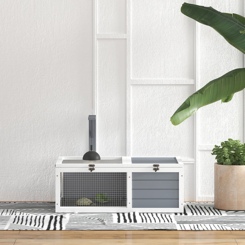 Wooden Tortoise Enclosure with Lamp Holder for Indoor and Outdoor Use Light Grey by PawHut