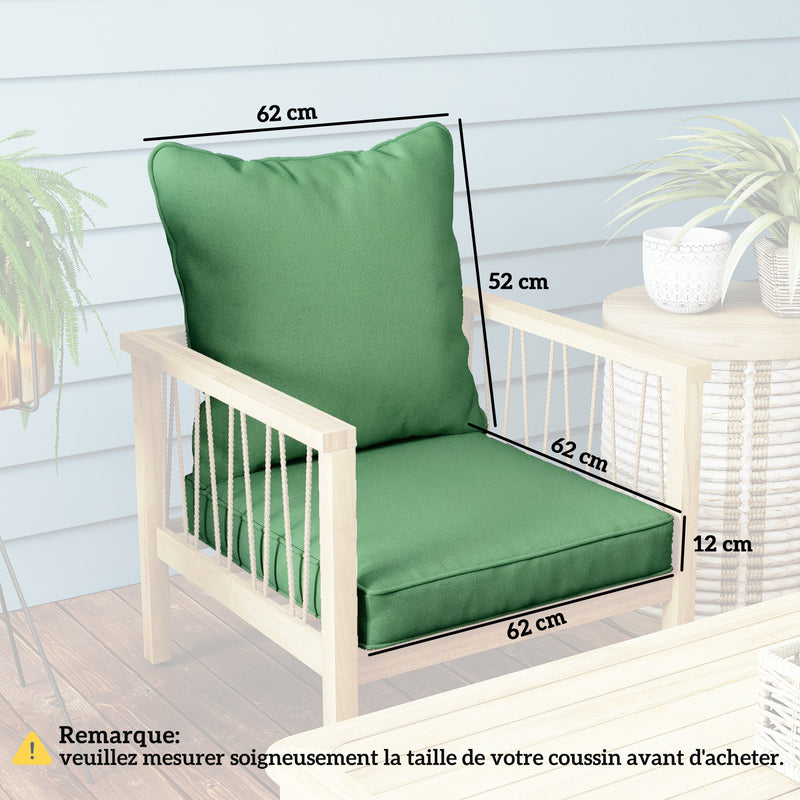 Garden Chair Cushion Set for Lasting Outdoor Comfort with Removable Washable Covers Green Outsunny