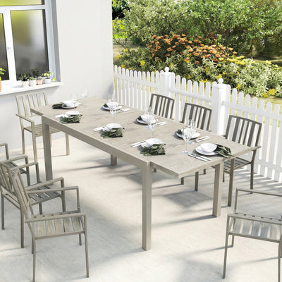 Extendable Outdoor Dining Table for Flexible Garden Entertaining Light Grey Wood Effect Outsunny
