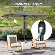 Light Grey 3x2m Rectangular Garden Parasol with Aluminium Tilt and Crank by Outsunny