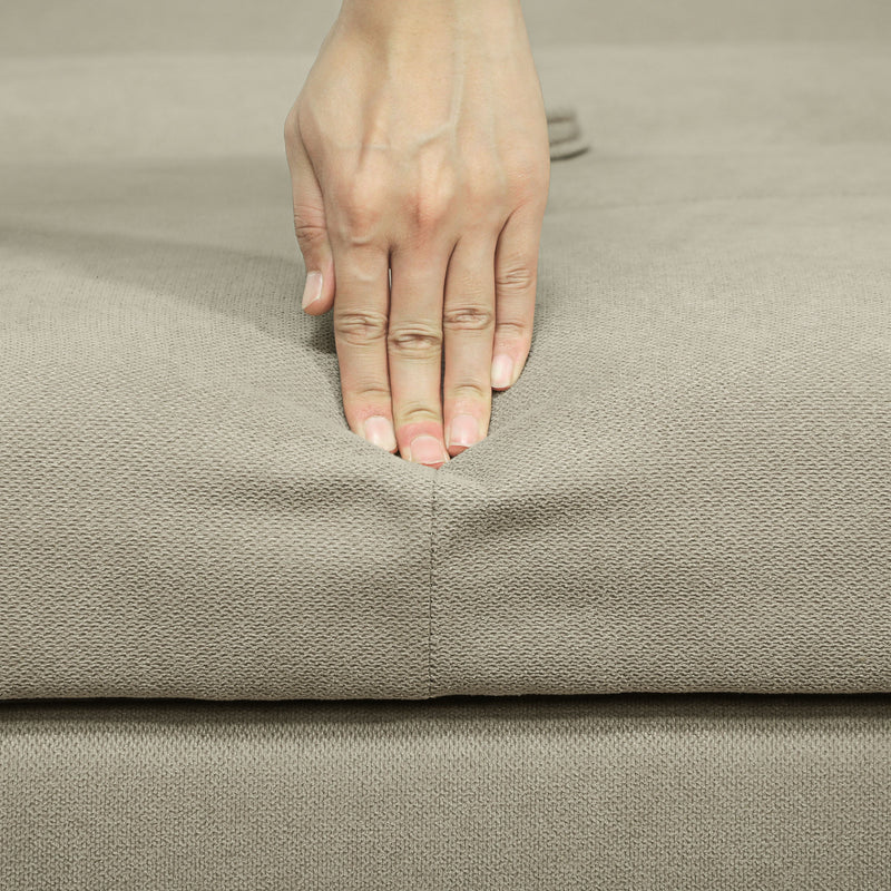 Light Brown 2 Seater Sofa Bed with Cushions and Hidden Storage by HOMCOM