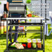 Black BBQ Trolley with Stainless Steel Top Adjustable Shelf and Storage by Outsunny