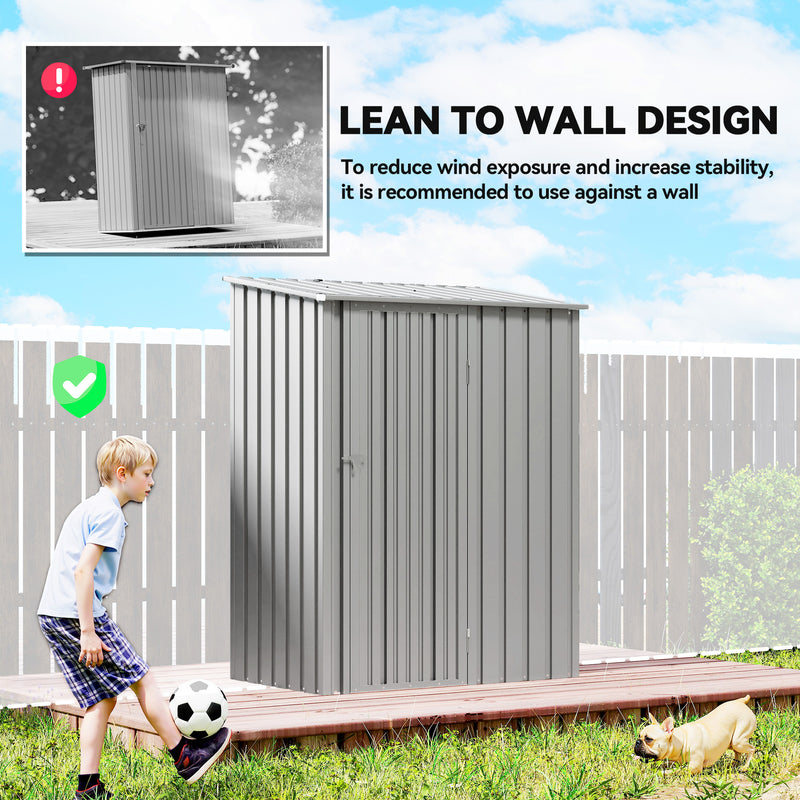 Metal Garden Storage Shed with Weatherproof Roof and Secure Tall Door Aluminium Grey Outsunny