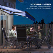 Blue 2.5 x 2m Electric Retractable Awning with LED Light and Remote Control by Outsunny