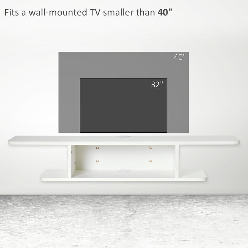 Wall Mounted Floating TV Unit For TVs Up To 40 Inch With Storage Shelf, White