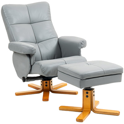 Recliner Swivel Chair with Footstool and Storage for Living Room Comfort, Light Grey