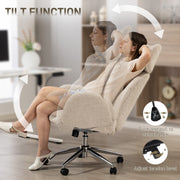 Ergonomic Office Chair with Adjustable Headrest and Boucle Fabric for All Day Comfort Pale Grey AOSOM