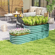 Two Tier Galvanised Steel Garden Planter Dark Green by Outsunny