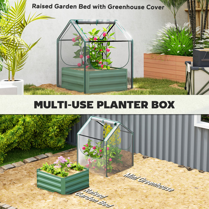 Green 61 x 61cm Garden Planter Bed with Protective Cover by Outsunny