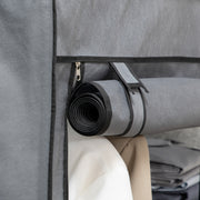 Dark Grey Fabric Wardrobe with Rail and Six Shelves for Storage by HOMCOM